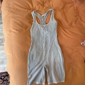 Light Gray Racerback Romper Shorts - Brand Not Visible